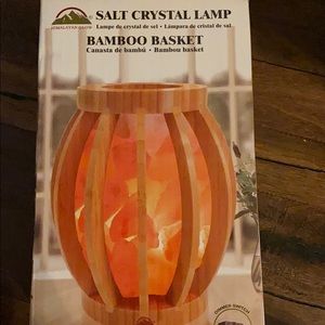 Brand New: Salt Crystal Lamp with Bamboo Basket
